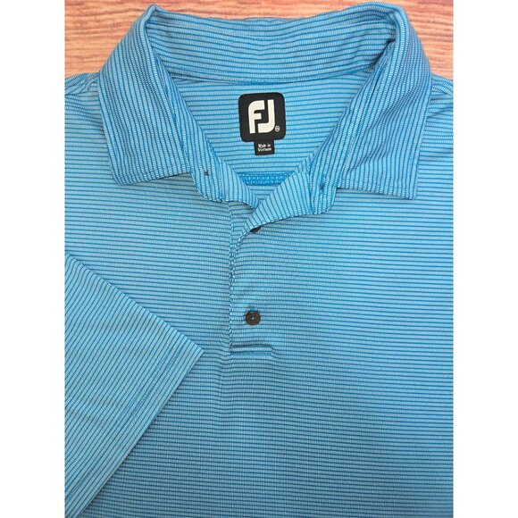 FootJoy FJ Mens Blue Striped Lisle Polo Shirt Size XL - Picture 4 of 8